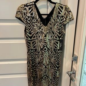 Black and gold sparkly dress
